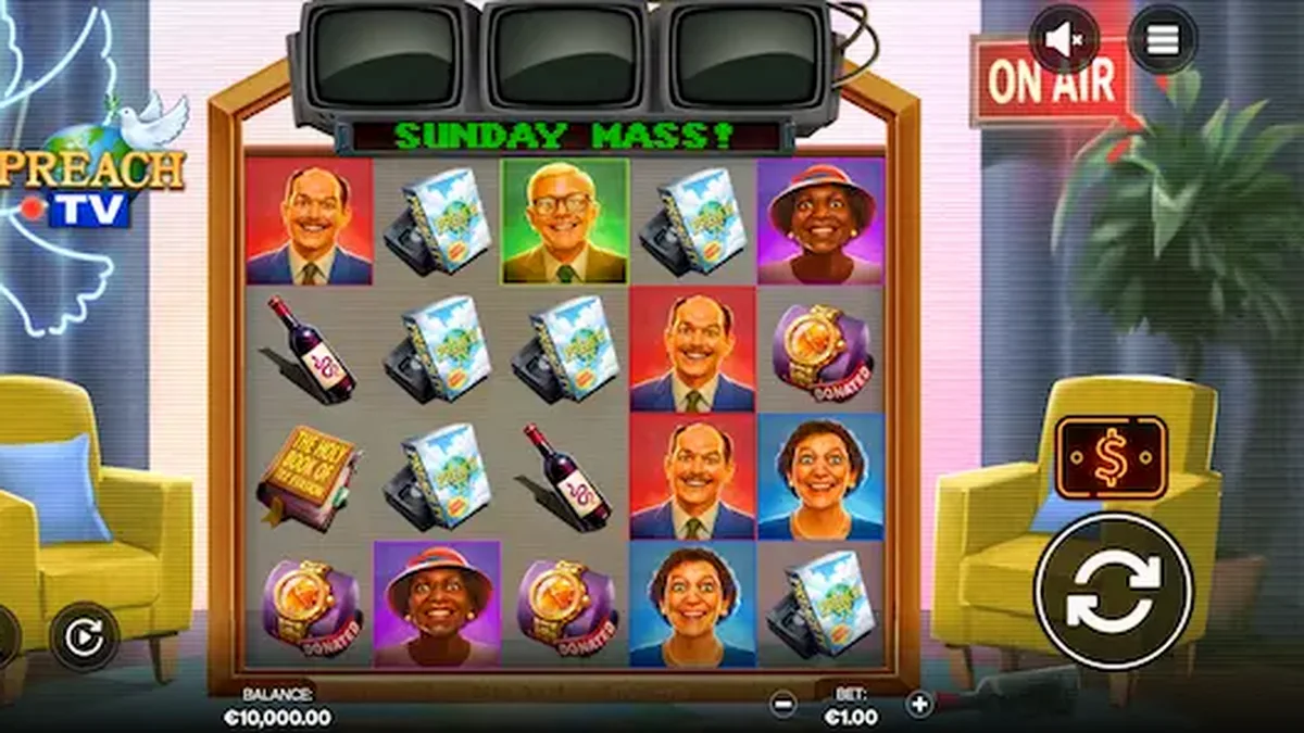 Preach TV slot game interface sa mobile device